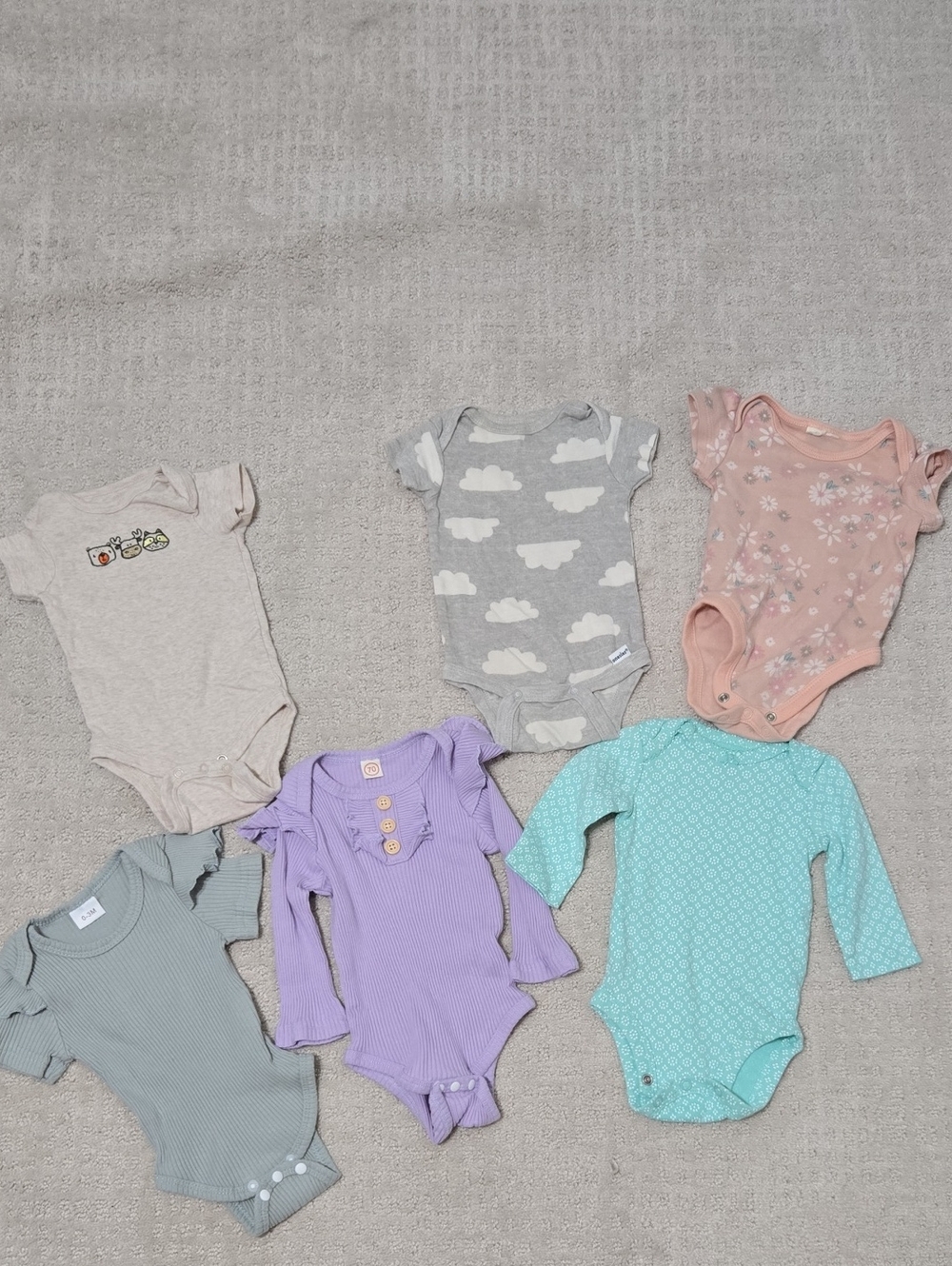 Mixed Pack of Girls' One-Piece Bodysuits- (0-3 Months)